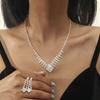 Fashion Accessories Rhinestone Necklace Earrings Set, Piece Earrings Two-piece Set