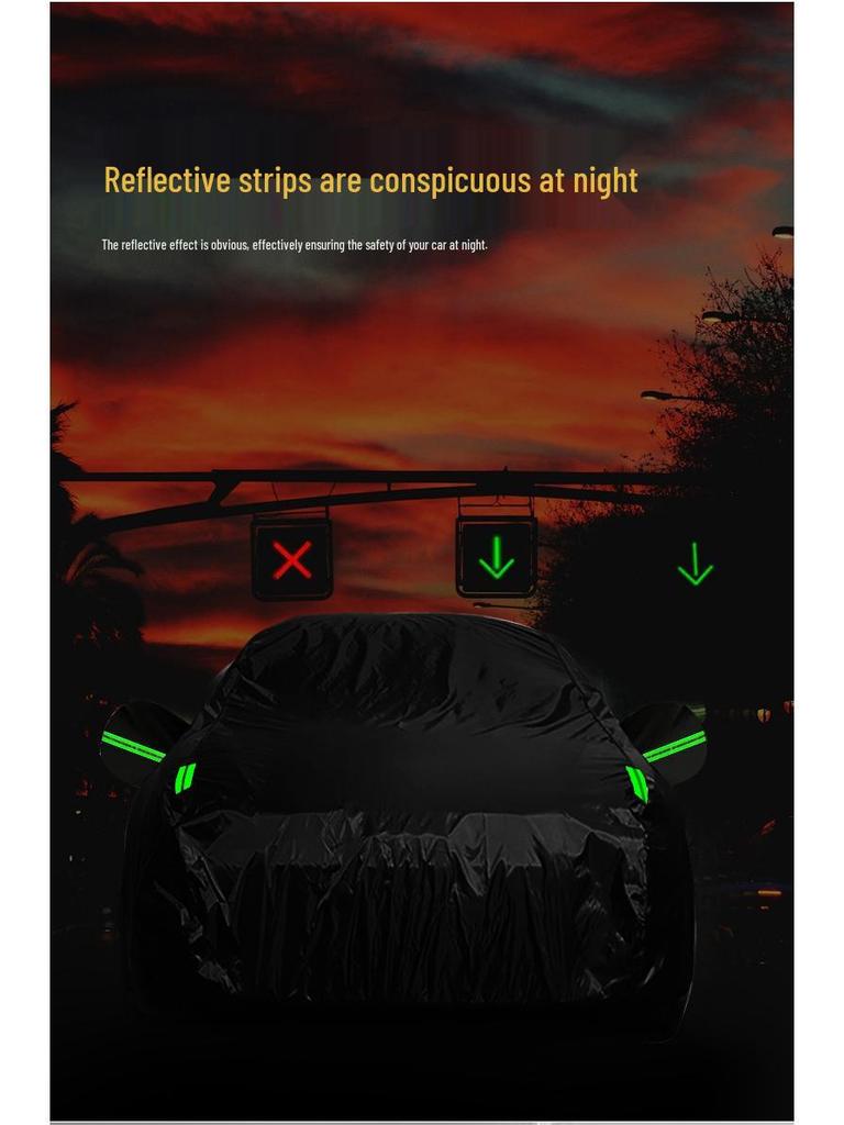 190T Black Polyester Car Cover: Waterproof, Sun Shade, Heat Insulation, Rainproof Protection.
