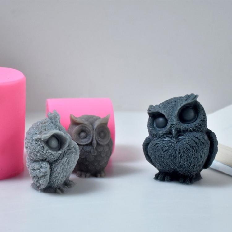 3D Owl-Shape Silicone Mold Cute Bird Scented Candle Epoxy-Casting Mold Candle