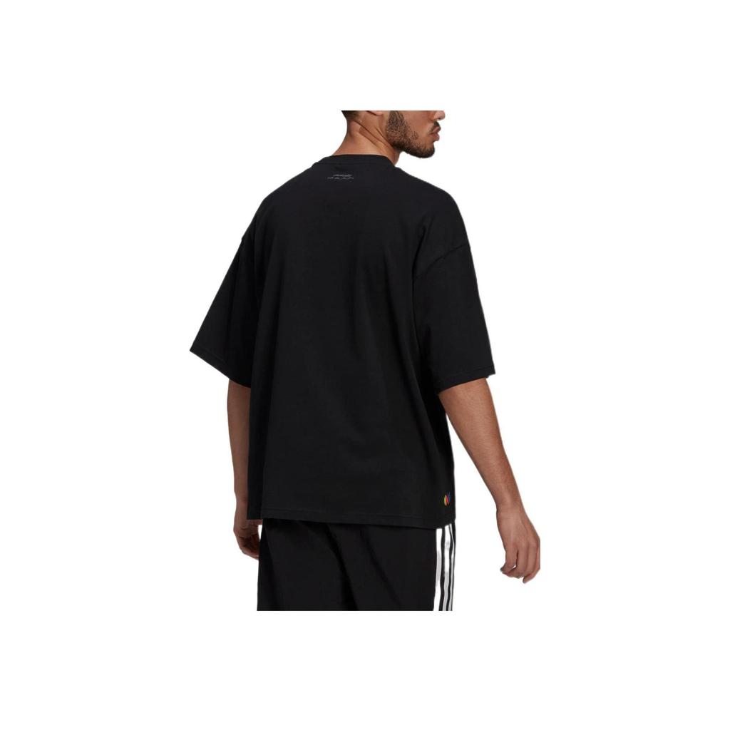 Adidas Logo Breathable Solid Color Casual Sport Short Sleeve T-Shirt Men Tops Black H61130