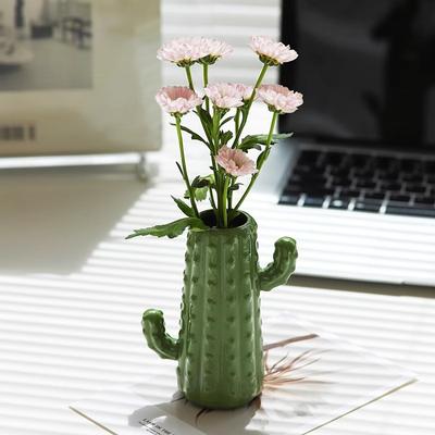 Nordic Creative Green Cactus Ceramic Vase Living Room Flower Arrangement Decoration Ornament Modern Minimalist Home Decoration
