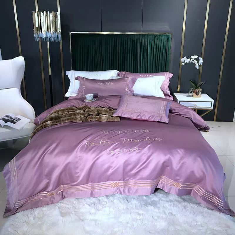 King Size/Queen Size/Full Size Sheet Quilt Cover Pillowcase Set Thick Cotton Bedroom Hotel Business Embroidery Simple Bedding High Quality