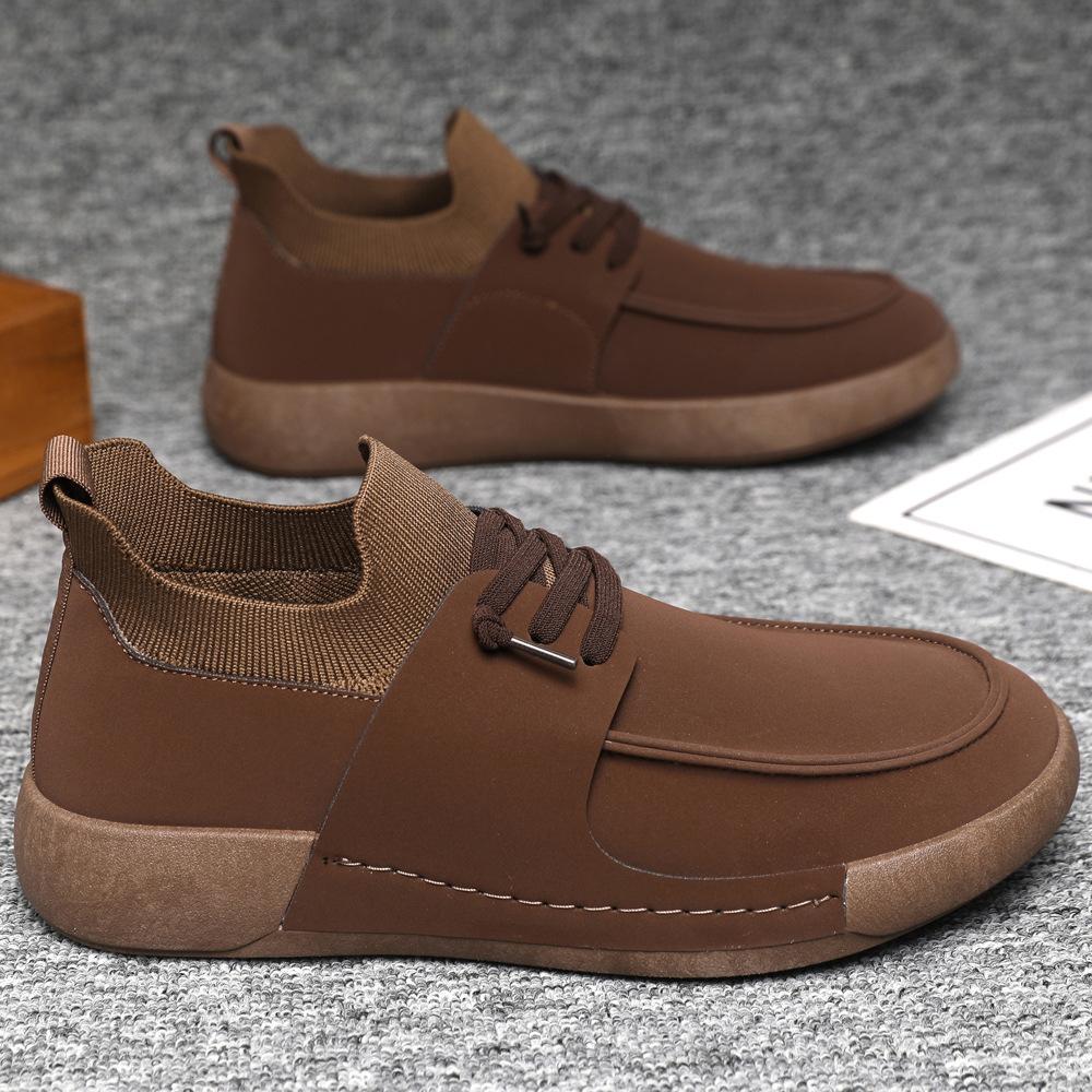 Brand Black Men's Shoes Fashion Suede Casual Flats Non Slip Oxford Shoes for Men Lace Up Vulcanized Shoes Quality Men'sneakers