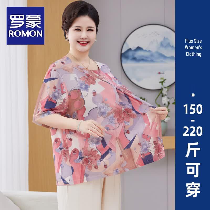 Romon Women s Plus Size Summer Top & Pants Set 7XL