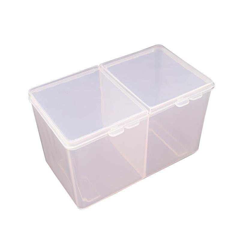 Transparent Acrylic Dual-Compartment Nail Art Storage Box for Cotton Pads and Swabs