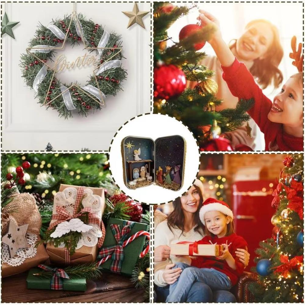 Exquisite Christmas Nativity Box Easy Carrying Desktop Figurine Ornament  Home Decor