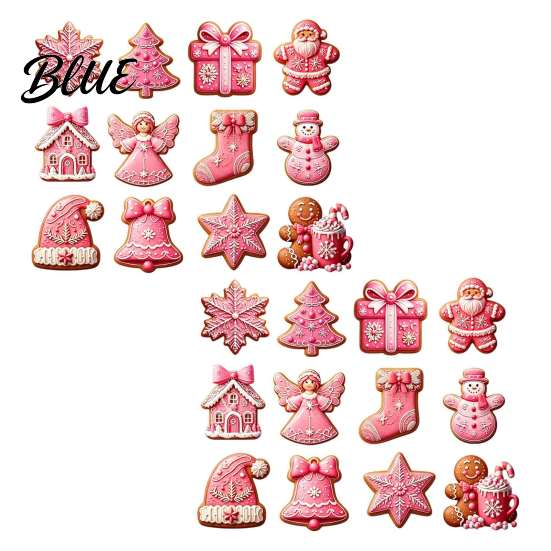 Wooden Gingerbread Man Decorations 12/24/36Pcs Pink Christmas Ornaments, Xmas Tree Hanging Decorations, Unique Theme Holiday Ornaments Festive