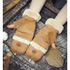 Cycling Gloves, Women's, Warm, Velvet, Thick, Flip, Half Finger Gloves