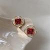 Silver Needle Luxury Zircon Square Stud Earrings – Retro Geometric Style, Niche & Versatile Design.