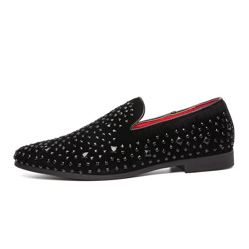 

Мужская обувь большого размера весенний тренд мода ночной клуб стилист по волосам однотонные туфли-бини с круглым носком мужская кожаная обувь 46 large size + 3 yuan чёрный