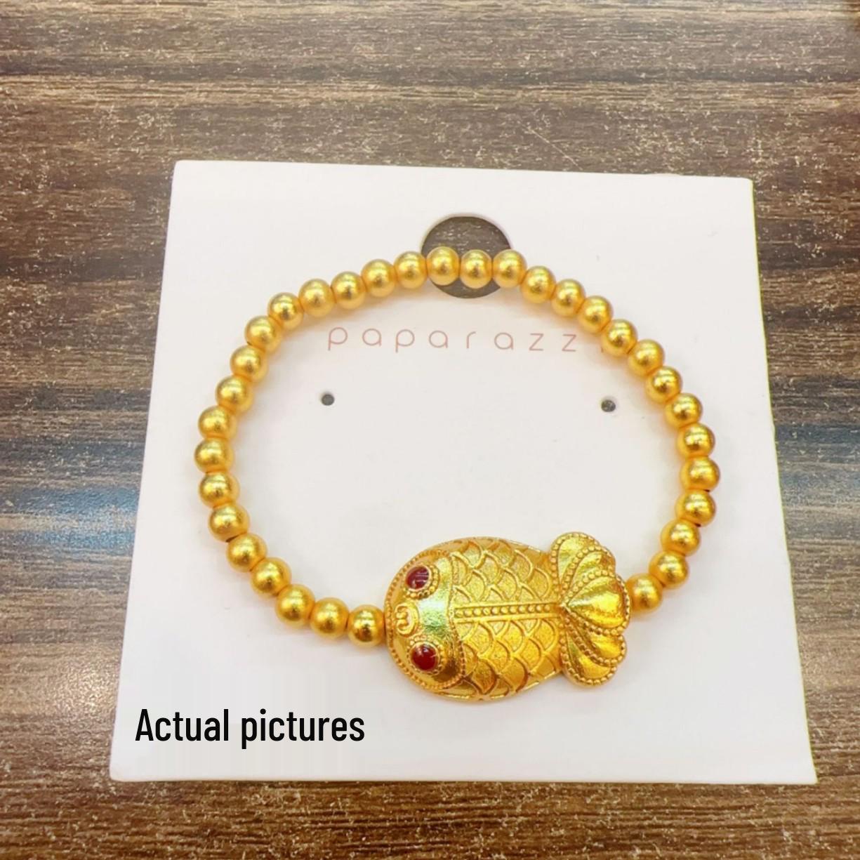

Goldfish Bracelet: Cute Gold Koi Flat Mouth Bead, Chinese Style Lucky Charm, Exquisite Light Luxury.