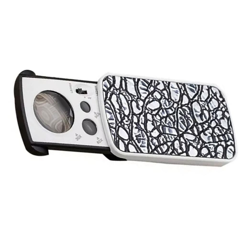 Slide Out LED Magnifying Glass 30X 60X 90X with UV Light Jewelry Loupe Magnifiers for Jewelry Coins Stamps & Antiques