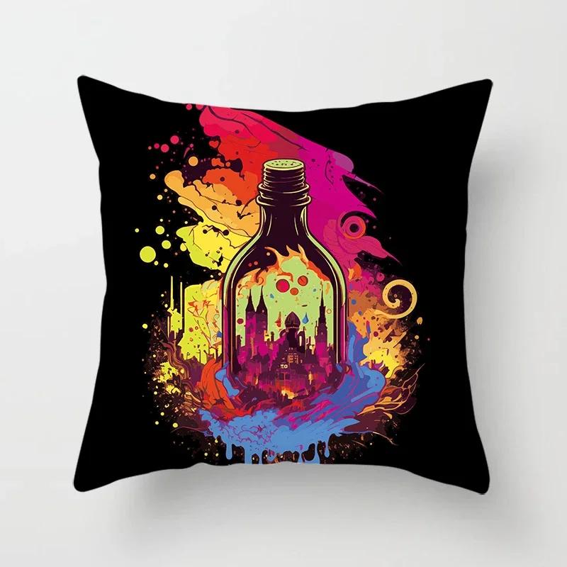 Fashion  Bottle Pillowcase Decoration Printing Square  Car Sofa Fashion Cushion Cover  Home Improvement