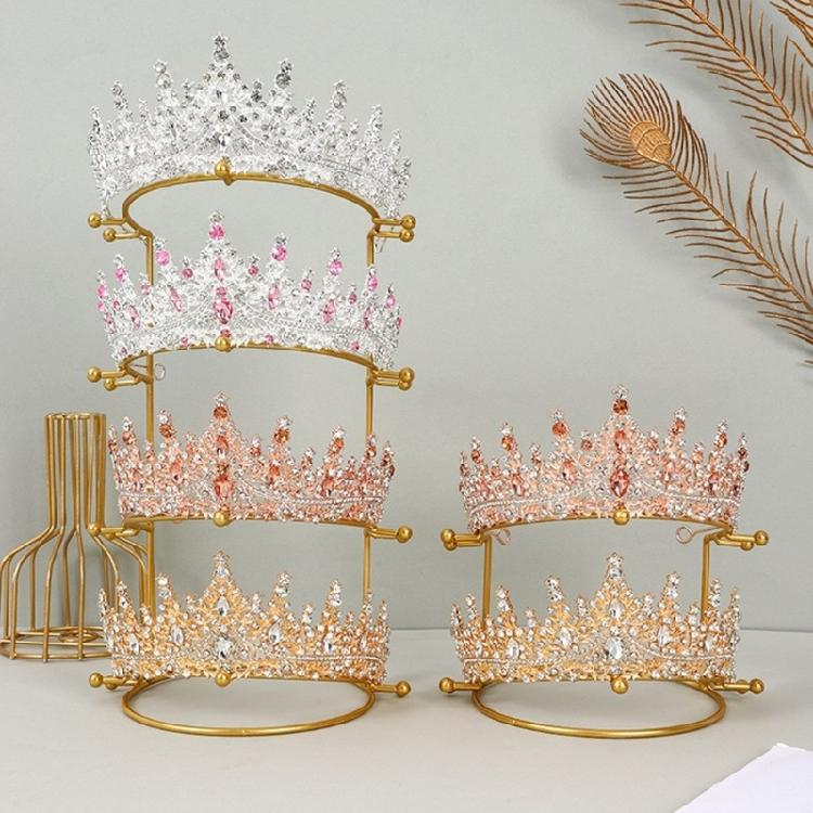 Fashion Tiara-Crown Headband Display Rack Gold/White Metal Princess Crown Stand