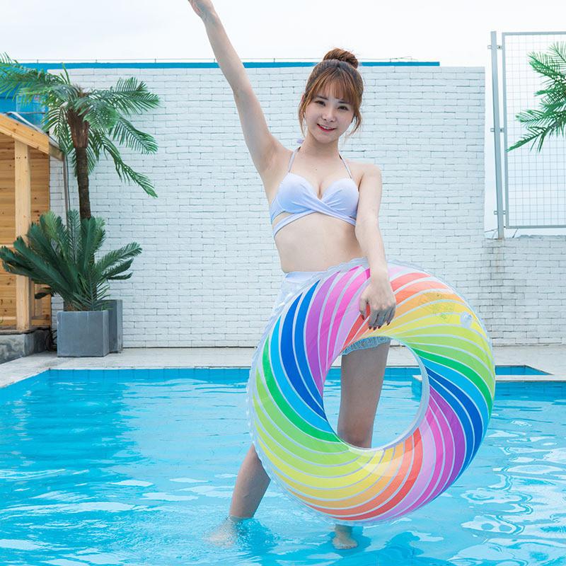 Unique Rainbow Inflatable Armband Float Ring For Swimming Activities Eco-friendly Pvc
