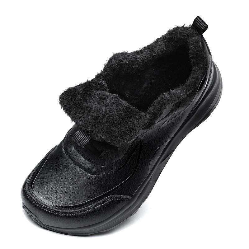 Autumn and Winter Wide Scalp Surface Waterproof Casual Sports Shoes Large Size Velvet Warm Cotton Shoes Black Travel Shoes