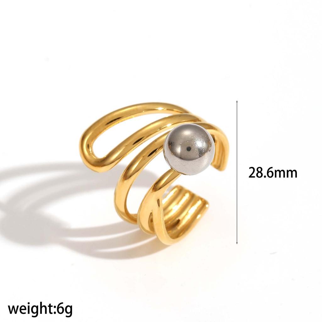 Geometric Titanium Steel Ring For Women Fashion Minimalist Hollow Design Jewelry