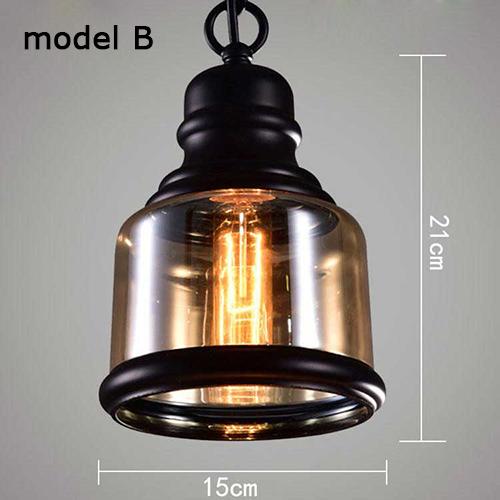 Vintage Loft Pendant Lights Black Industrial Style Amber Glass /Restaurant Retro Room Bar Bed Room Other Bedrooms Hanging Lights
