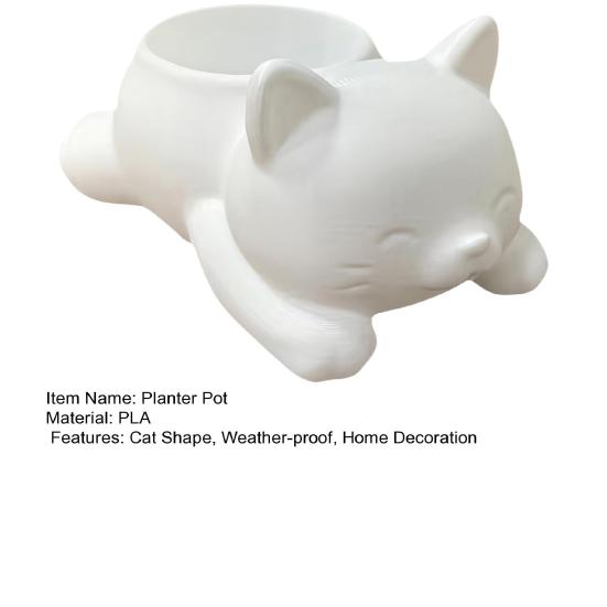 3D Printed Cat Planter Pot Lying Kitten Succulents Herb Plants Flower Pot Container for Indoor Outdoor Home Balcony Garden Decor