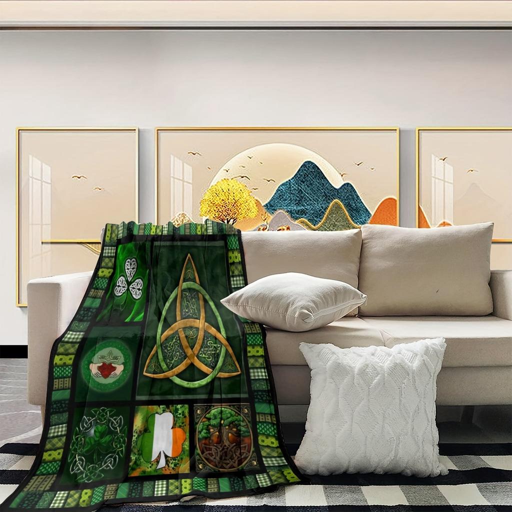 Irish St Patrick'S Patterned Blanket Shamrock Digital Printed Flannel Blanket Air Conditioning Blanket