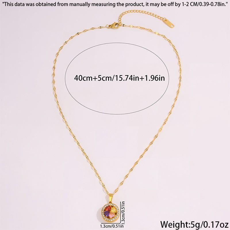 Light Luxury Niche Necklace Does Not Fade Round Love Rotatable Diamond-encrusted Four-leaf Clover Necklace Women's Jewelry