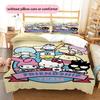 Three-piece Cartoon Sanrio Character Printed Bed Set Without Cores, Soft and Breathable, for Home Use.