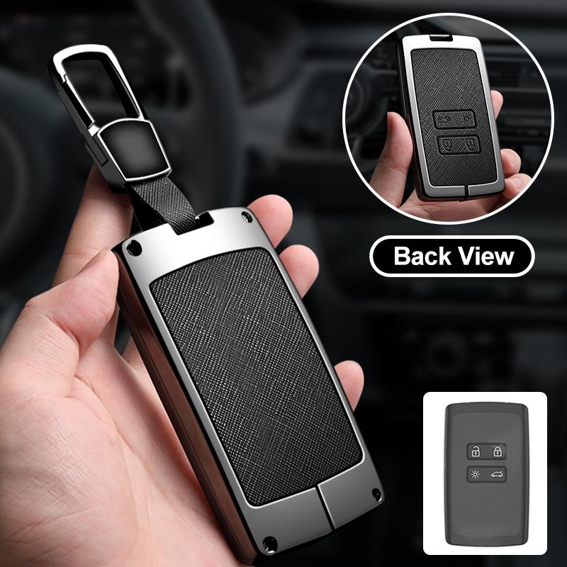 Zinc Alloy Leather Car Key Cover Fits Renault Sandero Koleos Captur Kadjar Megane Clio 5 Austral Logan Arkana Koleos Key Shell