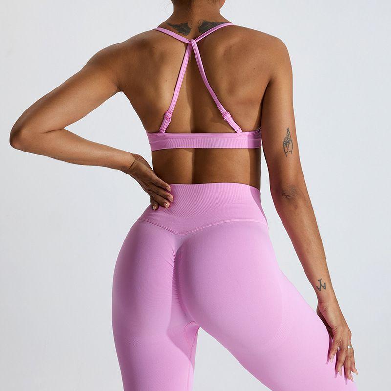 

Export New Yoga Wear Sports Back Shaping Vest Bra Quick-Drying Running Workout Beauty Back Underwear Top Women s Spring and Summer Barbie powder XL