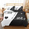 Lover Couples King Queen Duvet Cover Black And White Printed Bedding Set For Adults Valentine's Day Bedroom Decor Quilt Cover