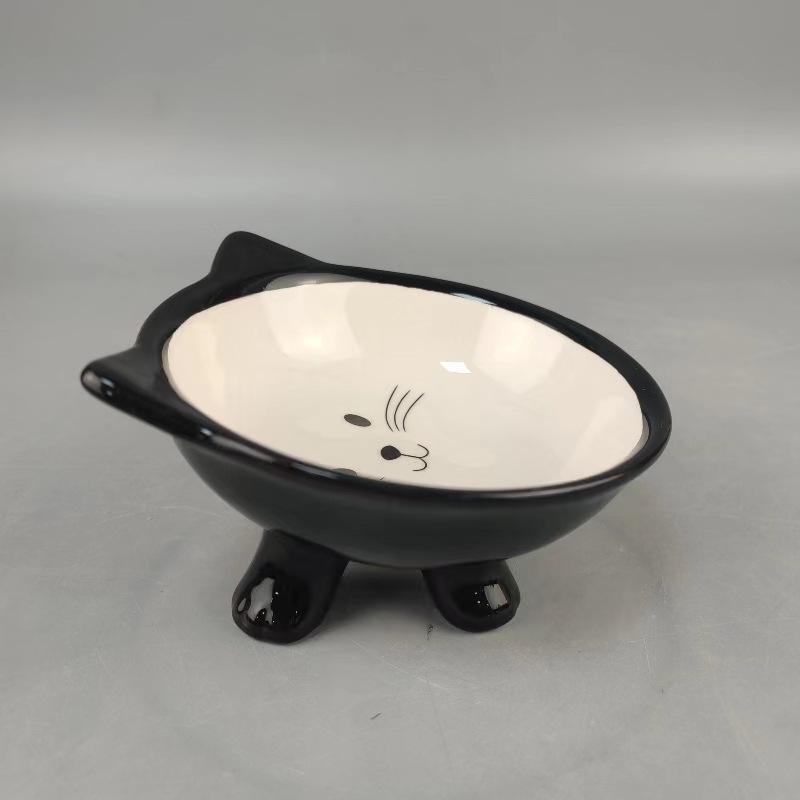 Cat Bowl Ceramic Cute Cartoon Pet Bowl Dog Food Bowl, Dog and Cat Single Bowl, Drinking Water Bowl Pet Supplies