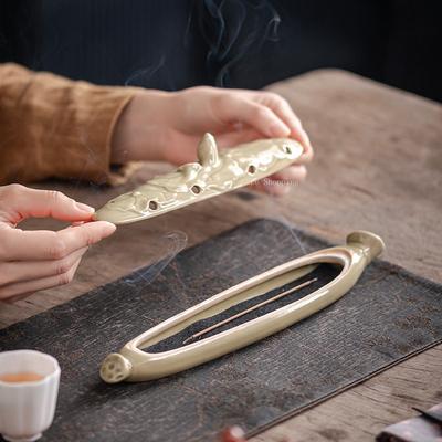 Lotus Leaf Incense Ceramic Incense Burner/Incense Insert Indoor Zen Incense Box Tabletop Ornament Creative Accessories Censer