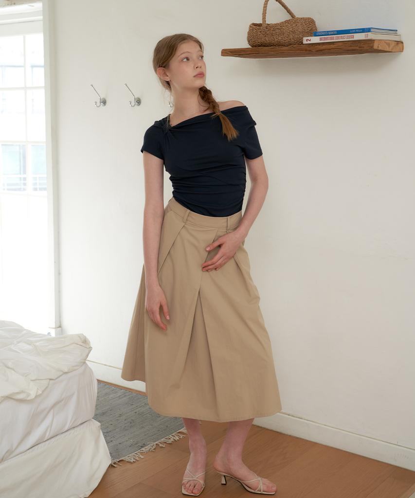 Peullobeu Unbal Pintuck Long Skirt_Be