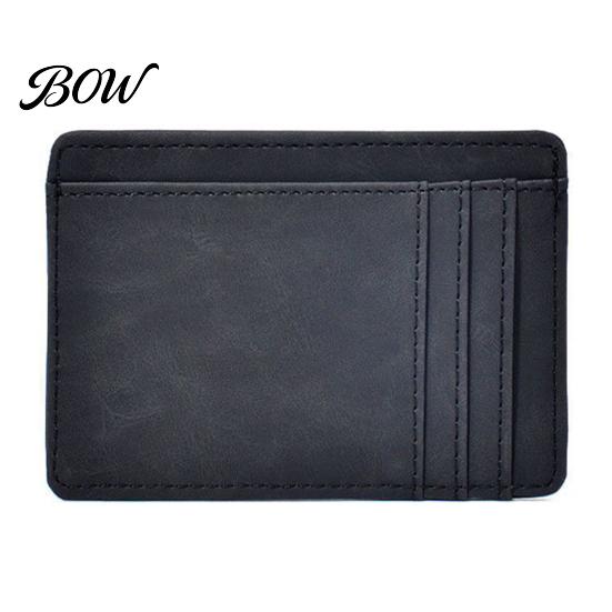 Compact Wallet for Travel Slim Card Holder Men, Minimalist Credit with ID Window, Simple Solid Color Men Multiple Slots, Pocket Business