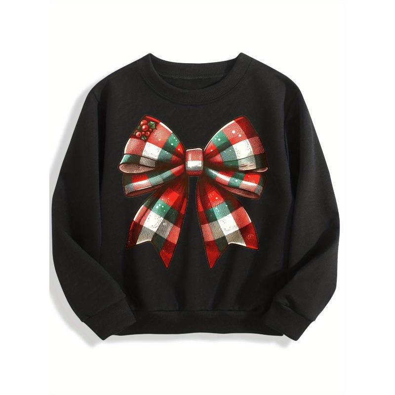 Kids Crewneck Sweatshirt, Bow Graphic Print 110