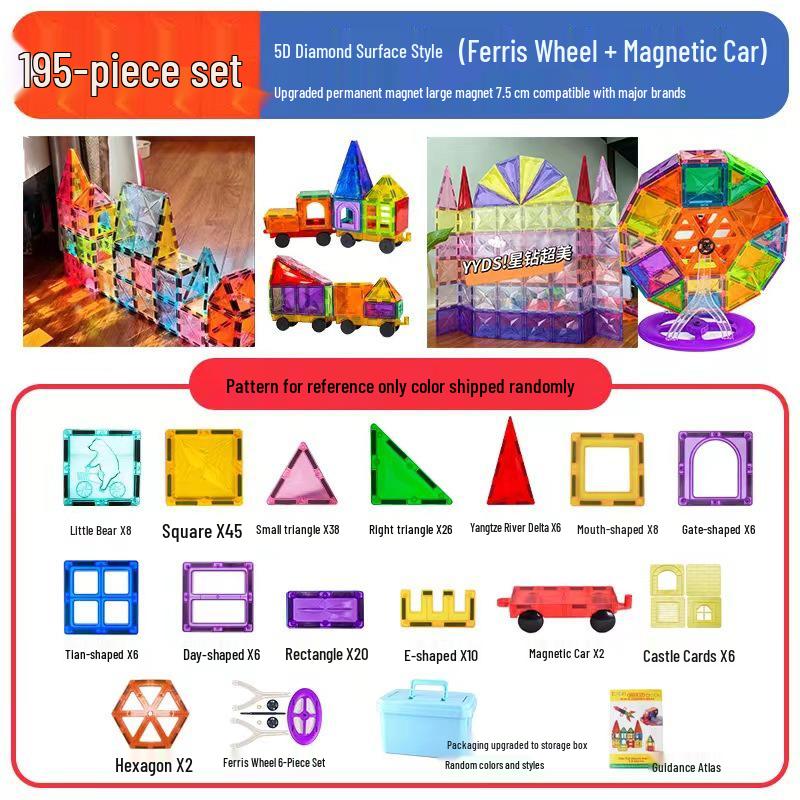 Large Nature Colors Stained Glass Magnetic Building Blocks for Castle Track Assembly