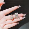 New Bear Love Zircon Stud Earrings Fashion Sense Ab Asymmetric Niche Earrings Versatile Earrings