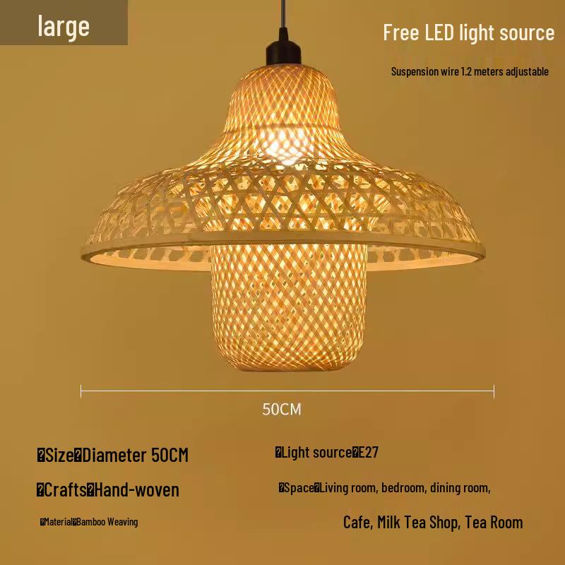 A8L Bamboo Pendant Lamp: New Chinese Zen Style, Rattan Woven Design, Ideal for Tea Rooms, Dining Areas & Teahouses with Japanese Antique Touch.