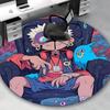 1 szt. Okrągły dywanik z motywem kreskówki anime - Mata pod krzesło biurowe z postacią niebieskiego duszka, Nadaje się do wystroju domu