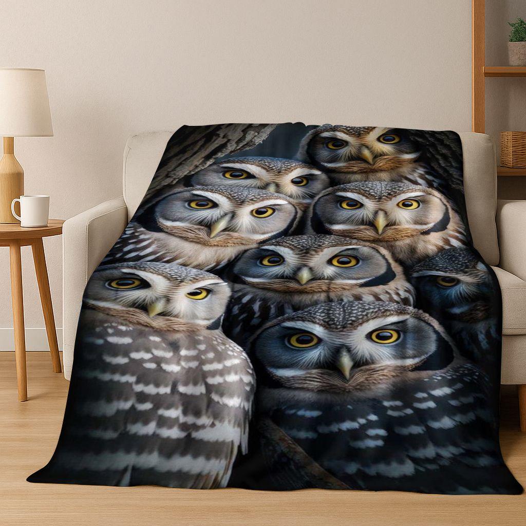 2026 New Mysterious Colorful Owl Cartoon Birds Flannel Blanket,Cozy Soft Throw Blanket for Home Bedroom Bed Sofa Cover Kids Gift