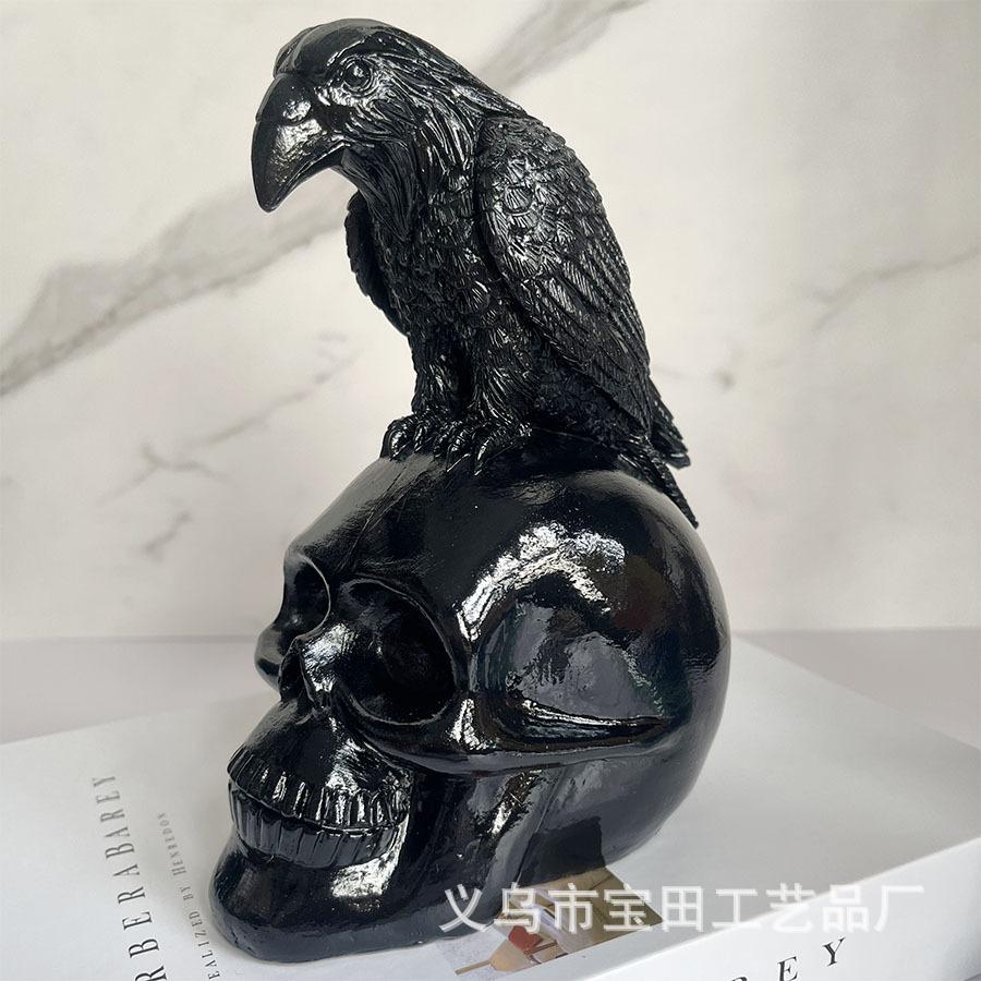 Halloween Skull Garden Home Decoration Crow Skull Resin Crafts Ornament Atmosphere Decoration Sculpture