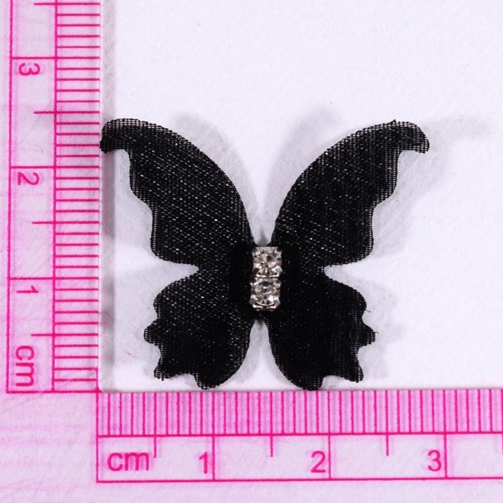 50 Stück 3D Organza Stoff Schmetterlings-Applikationen 3cm Doppellagige Chiffon Schmetterlings-Stickereien Aufnäher Strasssteine