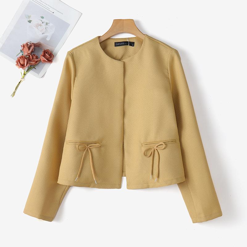 

ZANZEA Womens Casual Round Neck Long Sleeve Spring Cardigan Thin Outwear 4XL