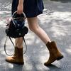 Sheepskin version ~ Korean retro suede round toe thick heel western cowboy boots boots boots women's 2025 new versatile women's boots