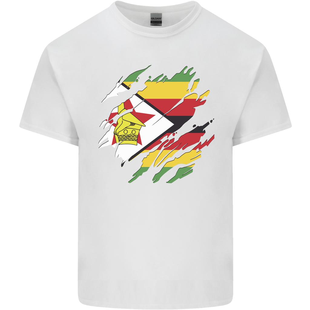 Torn Zimbabwe Flag Zimbabwean Day Football Unisexs Light Cotton TShirt