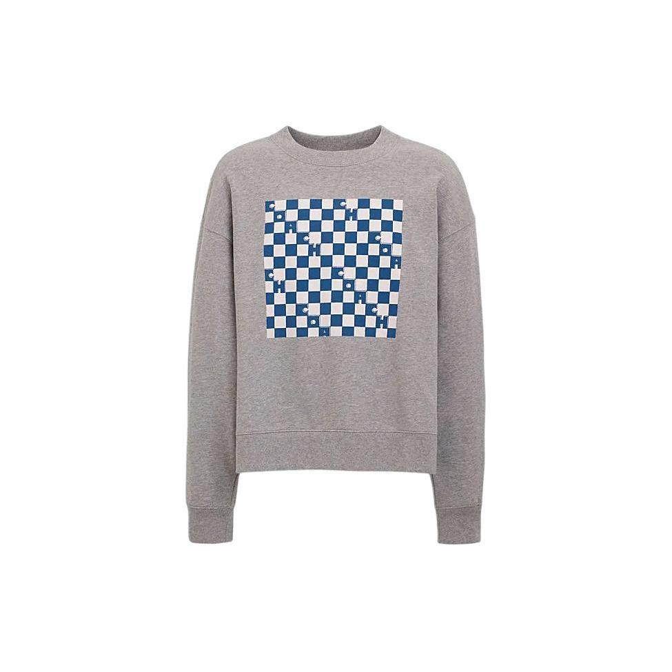 Coach Ss24 Checkered Crew Neck Pullover Long Sleeve Sweatshirt Men sweatshirt Light-Gray CO828-LEB