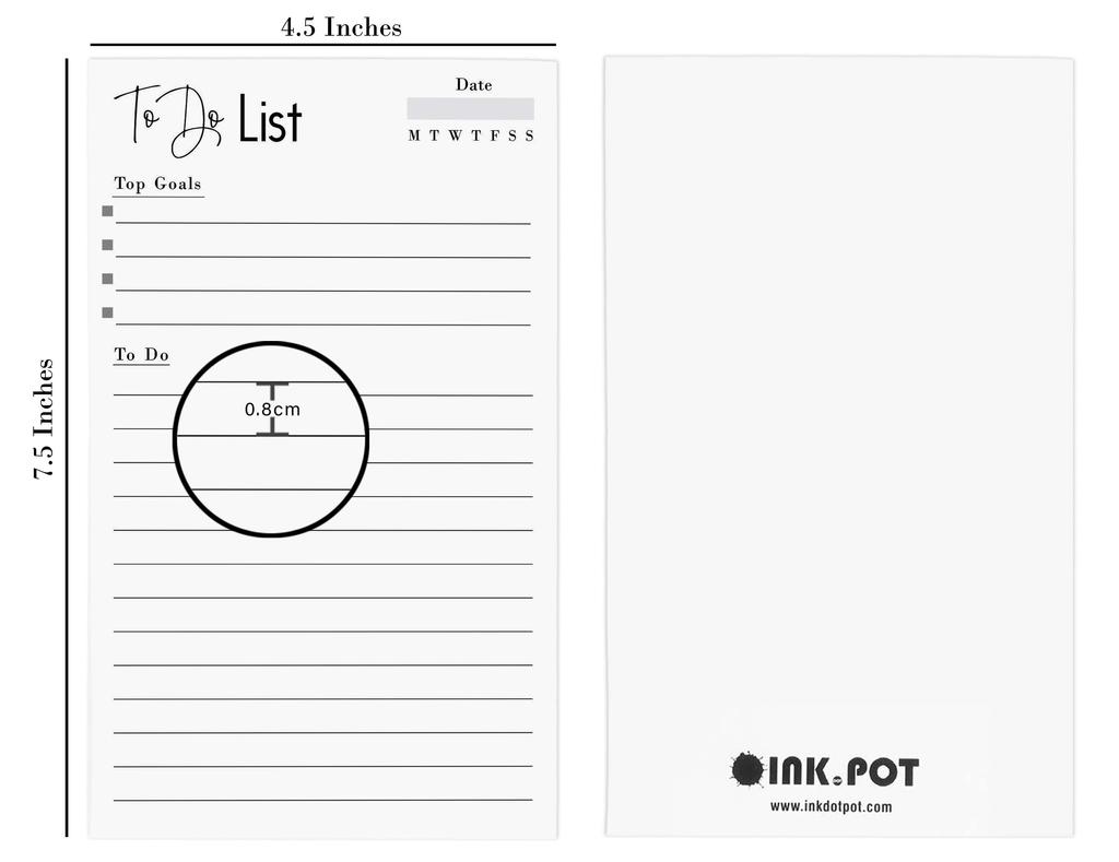 Inkdotpot 2er-Pack undatierte Notizblöcke mit Tagesplanerliste, Notizblock mit To-Do-Liste, Abreißlistenblock - Organizer - Terminplaner - Aufgaben organisieren (50 Blatt