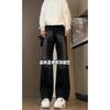 Black lightning pattern jeans men's spring and autumn ruffian handsome fried street pants American high street straight micro-pull pants