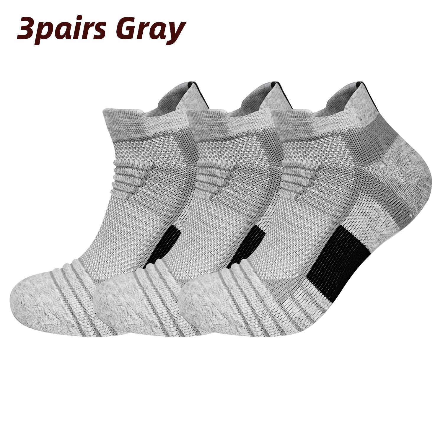 

3 Pairs Terry Loop Sports Socks Breathable Mesh Cushioned Moisture-Managed for Running Hiking Basketball One Size
