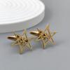 Hexagonal star gold-plated cufflinks, black stainless steel cuffs, men's shirt button accessories, business formal wear