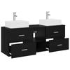 Bathroom Cabinet Set 3 Pcs Black 129 X 41 X 79.5 Cm